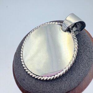 VTG Sterling Silver 925 Engravable Rope Border Circle Pendant Size 1.5" Length